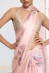 Shop_Ekaya Banaras_Pink Crepe Printed Saree With Running Blouse _Online_at_Aza_Fashions