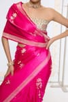 Shop_Ekaya Banaras_Pink Satin, Silk Embroidery Kadwa Saree With Running Blouse _Online_at_Aza_Fashions
