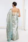 Ekaya Banaras_Green Silk, Tissue Embroidered Saree With Running Blouse _Online_at_Aza_Fashions