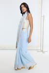 Shop_Ekaya Banaras_Blue Georgette, Silk Embroidery Kadwa Hand Saree With Running Blouse _Online_at_Aza_Fashions