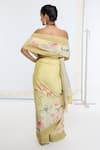 Ekaya Banaras_Yellow Crepe Printed Saree With Running Blouse _Online_at_Aza_Fashions