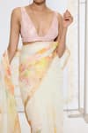 Shop_Ekaya Banaras_Yellow Crepe Printed Saree With Running Blouse _Online_at_Aza_Fashions