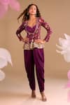 Buy_Samyukta Singhania_Purple Georgette Sequins, Embroidery Scoop Neck, Hand Dhoti Pant Set _Online_at_Aza_Fashions