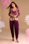 Buy_Samyukta Singhania_Purple Georgette Sequins, Embroidery Scoop Neck, Hand Dhoti Pant Set _at_Aza_Fashions