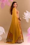Samyukta Singhania_Yellow Silk, Chiffon Embroidery Round Neck Hand Lehenga Set _Online_at_Aza_Fashions