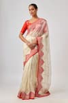 Buy_Priyal Prakash_Ivory Silk Organza, Polyester, _at_Aza_Fashions