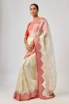 Priyal Prakash_Ivory Silk Organza, Polyester, _Online_at_Aza_Fashions