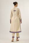 Shop_Priyal Prakash_Ivory Chanderi, Cotton, And Jaal And Violet _at_Aza_Fashions