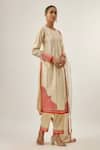 Priyal Prakash_Ivory Chanderi, Cotton, And Jaal And Orange _Online_at_Aza_Fashions