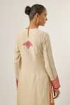 Buy_Priyal Prakash_Ivory Chanderi, Cotton, And Jaal And Orange _Online_at_Aza_Fashions