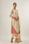 Priyal Prakash_Ivory Chanderi, Cotton, And Jaal And Orange _at_Aza_Fashions