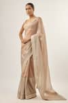 Priyal Prakash_Taupe Silk Organza, Chanderi, _at_Aza_Fashions