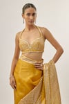 Buy_Priyal Prakash_Mustard Silk Organza, Chanderi, _Online_at_Aza_Fashions