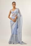 Buy_Priyal Prakash_Blue Silk Organza, Chanderi, _at_Aza_Fashions