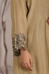 Buy_Sonali Methi_Brown Chanderi Embroidery Collared Mud Kurta Pant Set _Online_at_Aza_Fashions