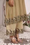 Shop_Sonali Methi_Brown Chanderi Embroidery Collared Mud Kurta Pant Set _Online_at_Aza_Fashions