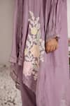 Buy_Sonali Methi_Mauve Chanderi Sequins, Embroidery Mandarin Collar Designer Kurta Set _Online_at_Aza_Fashions
