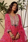 Buy_Sonali Methi_Pink Chinon, Crepe Sequins Round Neck Rani Designer Kurta Set _Online_at_Aza_Fashions