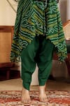 Sonali Methi_Green Chinon, Crepe Tassels Round Neck, Keyhole Bottle Designer Kurta Dhoti Set _Online_at_Aza_Fashions