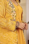 Sonali Methi_Yellow Chinon, Crepe Embroidery Round , Open Kurta Set _at_Aza_Fashions