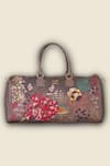 Shop_PickAleaf_Gray Embroidery Designer Garden Grey Duffel Bag _at_Aza_Fashions