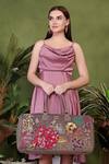 Buy_PickAleaf_Gray Embroidery Designer Garden Grey Duffel Bag _at_Aza_Fashions