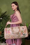 PickAleaf_Beige Embroidery Mystic Garden Duffel Bag _at_Aza_Fashions