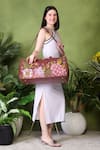 PickAleaf_Brown Embroidery Blossom Wood Duffel Bag _Online_at_Aza_Fashions