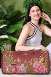Buy_PickAleaf_Brown Embroidery Blossom Wood Duffel Bag 
