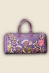 Shop_PickAleaf_Purple Embroidery Violet Valley Duffel Bag _at_Aza_Fashions