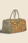 Shop_PickAleaf_Olive Green Embroidery Autumn Whisper Duffel Bag _at_Aza_Fashions