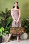 PickAleaf_Olive Green Embroidery Autumn Whisper Duffel Bag _Online_at_Aza_Fashions