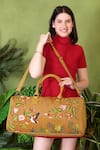 Buy_PickAleaf_Gold Embroidery Flora Duffel Bag _at_Aza_Fashions