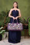 Shop_PickAleaf_Purple Embroidery Daisy Dream Duffel Bag _Online_at_Aza_Fashions