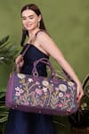Buy_PickAleaf_Purple Embroidery Daisy Dream Duffel Bag 