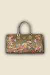 PickAleaf_Olive Green Embroidery Waves Duffel Bag _Online_at_Aza_Fashions