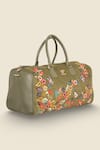 Shop_PickAleaf_Olive Green Embroidery Waves Duffel Bag 