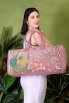 Shop_PickAleaf_Pink Embroidery Paradise Duffel Bag _at_Aza_Fashions