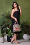 Buy_PickAleaf_Gray Embroidery Garden Grey Hand Bag _Online_at_Aza_Fashions