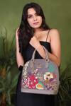 Buy_PickAleaf_Gray Embroidery Garden Grey Hand Bag _at_Aza_Fashions
