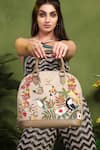 Buy_PickAleaf_Beige Embroidery Mystic Garden Hand Bag _at_Aza_Fashions
