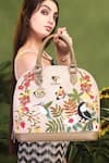 PickAleaf_Beige Embroidery Mystic Garden Hand Bag _Online
