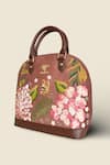 Buy_PickAleaf_Brown Embroidery Blossom Wood Handbag _Online_at_Aza_Fashions