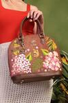Shop_PickAleaf_Brown Embroidery Blossom Wood Handbag 