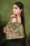Shop_PickAleaf_Olive Green Embroidery Handbag _Online_at_Aza_Fashions