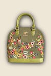 Shop_PickAleaf_Olive Green Embroidery Waves Handbag _at_Aza_Fashions