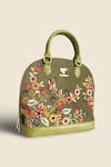 PickAleaf_Olive Green Embroidery Waves Handbag _Online_at_Aza_Fashions