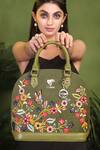 Buy_PickAleaf_Olive Green Embroidery Waves Handbag _at_Aza_Fashions