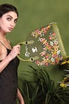 PickAleaf_Olive Green Embroidery Waves Handbag _at_Aza_Fashions