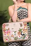 Buy_PickAleaf_Beige Embroidered Suede Velvet Laptop Bag 